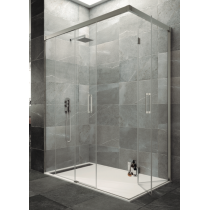 Paroi de douche d'angle TANDEM accès sur angle avec retour repliable