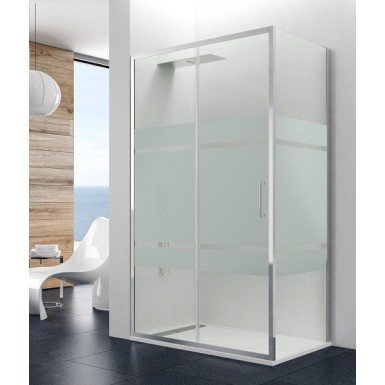 Paroi de douche d'angle THEIA SATIN accès sur coté