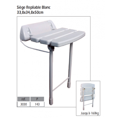 Siège repliable blanc PMR