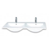 Plan double vasque céramique à encastrer THIN 120 x 46 cm