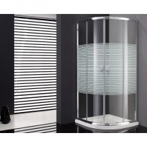 Paroi de douche d'angle CRONOS semi-circulaire sérigraphiée 80 x 80 cm