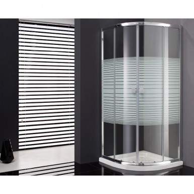 Paroi de douche d'angle CRONOS semi-circulaire sérigraphiée 80 x 80 cm
