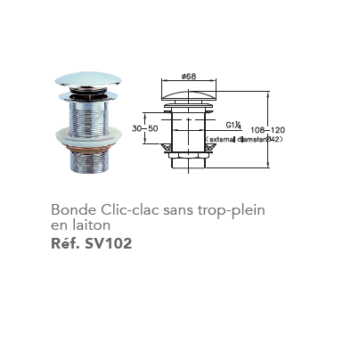 Bonde clic-clac en laiton 